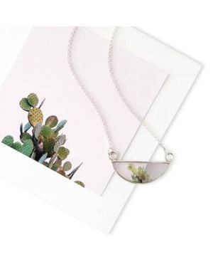 Foterra Jewelry Cactus Semi Circle Necklace - Metallic