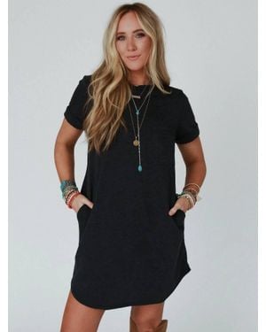 Three Bird Nest On The Daily Pocket Tee Dress - Black