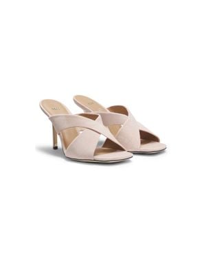 BOSS Suede Sandals With Crossover Straps - Pink