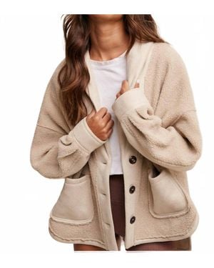 Listicle Mixed Fabric Button Down Jacket - Brown