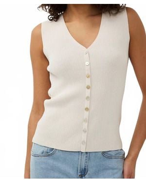 EsQualo Sleeveless V Neck Top - White