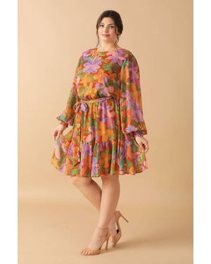 TRUEDAMES Muted Garden Woven Mini Dress - Natural