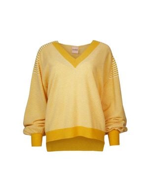 Nude V-Neck Sweater - Yellow