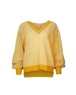 Nude V-Neck Sweater - Yellow