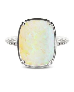 Sterling Forever Sterling Champagne Fire Opal Elongated Cushion Ring - Metallic