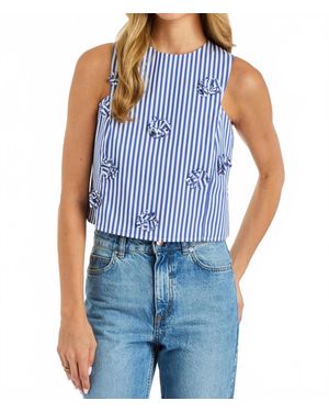 Drew Avana Stripe 3D Floral Top - Blue