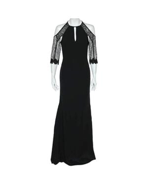 Roland Mouret Crepe & Lace Paneled Carrington Gown - Black