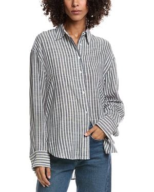 Lyra & Co Linen-Blend Shirt - Gray