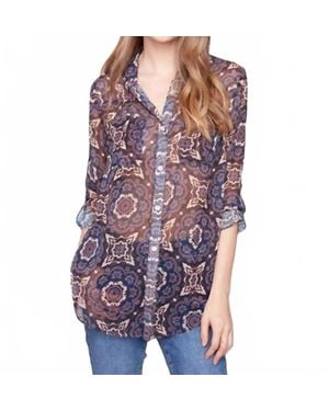 Charlie b Printed Button-Up Blouse - Purple