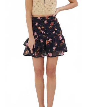 Lost + Wander Floral Tiered Skirt - Black