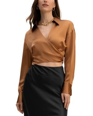 LILYSILK Pure Silk Blouse Wrapover Cropped Shirt - Black