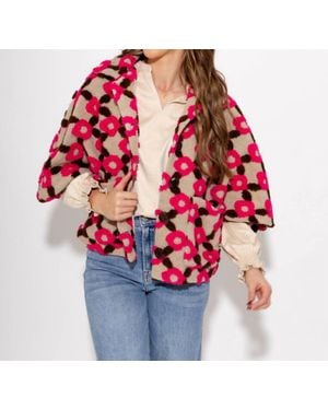 Ivy Jane Pop Flower Capelet Jacket - Red