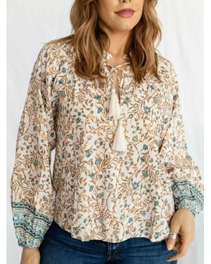 Elan Earthy Paisley Blouse - Brown