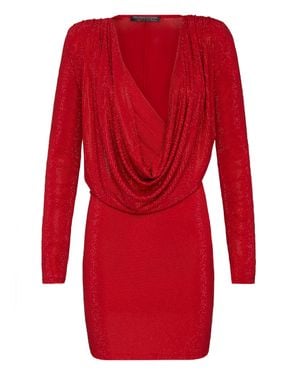 Philipp Plein Short Dress Crystal - Red