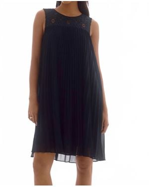 Joseph Ribkoff Chiffon & Lace Sleeveless Pleated Dress - Blue