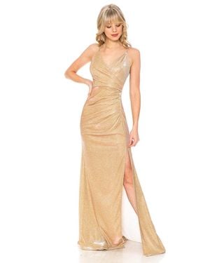 TRUEDAMES Long Glitter Prom Formal Gowns - Natural