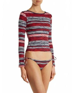 Melissa Odabash Cali Cropped Rash Guard - Red