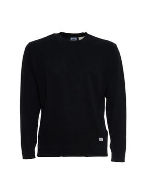 C.P. Company Cotton Crepe Crewneck Sweater - Black
