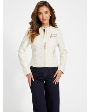 Guess Zona Faux-Leather Jacket - White