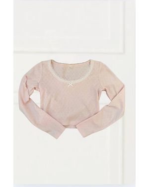 Theme Girl's Jax Heart Pointelle Long Sleeve Top - Natural