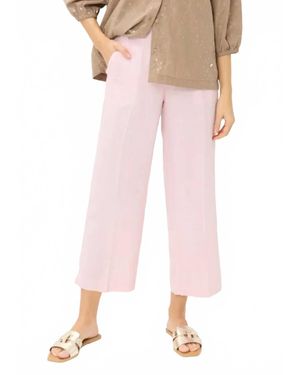 Brax Pure Linen Wide Leg Pants - Pink