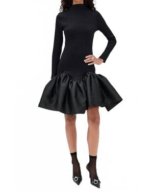 Marques'Almeida Long Sleeve Fitted Mini Dress With Drop - Black