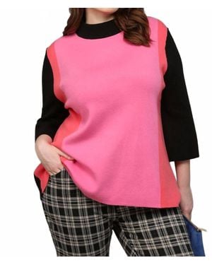 Fate Vianka Color Block Mock Neck Sweater - Pink