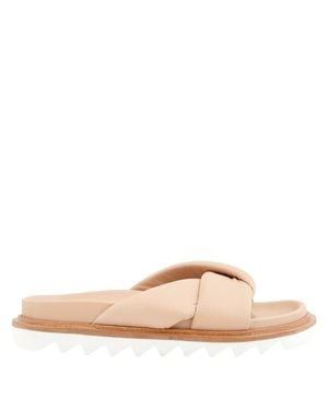 STUDIO AMELIA Ladies Crossover Strap Leather Sandals, Brand Size 35 - Natural
