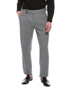 Isaia Houndstooth Wool Trouser - Black