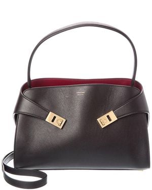 Ferragamo Ferragamo Hug Soft Bicolor Leather Shoulder Bag - Black