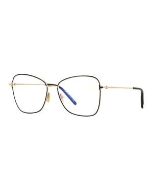 Tom Ford Eyeglasses Butterfly Full Rim, Ivory/ Frame And Clear Demo Lens Lens Ft5906-B025 - Metallic