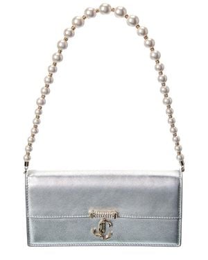 Jimmy Choo Avenue Leather Wallet On Chain - Gray