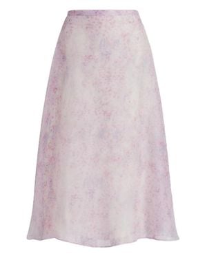 Alberta Ferretti Pastel Floral Print Midi Skirt - Pink