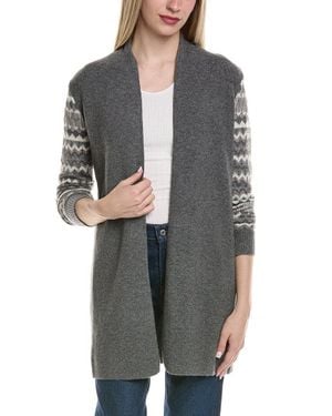 Sofiacashmere Lurex Fairisle Open Wool & Cashmere-Blend Cardigan - Gray