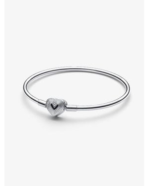 PANDORA Radiating Heart Clasp Bangle Sterling Lg - White