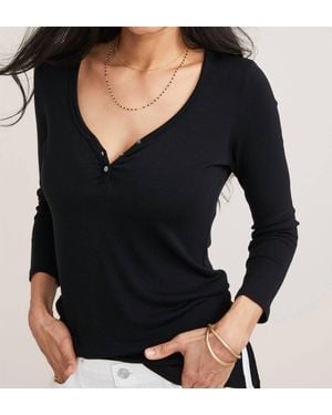 HATCH Rib Nursing Henley Top - Black