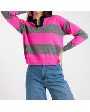 Brodie Cashmere Ruby Rugby Cashmere Polo - Pink