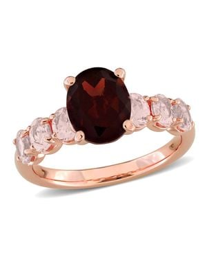 Mimi & Max 3Ct Tgw Garnet And Morganite Ring - Black