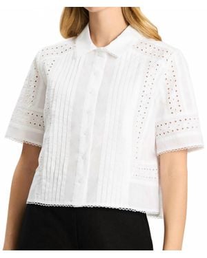 tyler boe Sabrina Pleated Eyelet Shirt - White