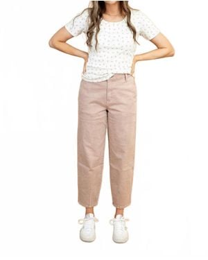 Flying Monkey Revie High Rise And Cropped Ankle Length Barrel Jeans - Natural