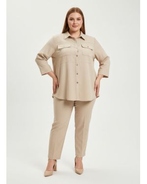 TRUEDAMES Utility Button Front Shirt Tunic - Natural