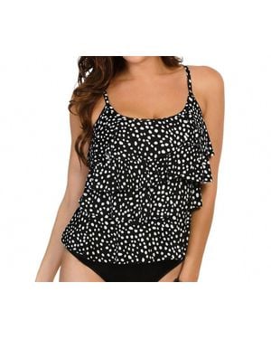 Miraclesuit Dot Dot Dot Tiering Up Tankini Top - Black