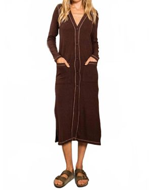 Bucketlist Reverse Stitch Long Cardigan - Brown
