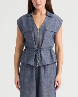 Ellen Tracy Sleeveless Jacket - Blue