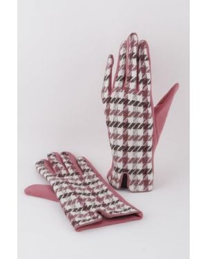 Fashnzfab Striped Plaid Winter Gloves - Pink