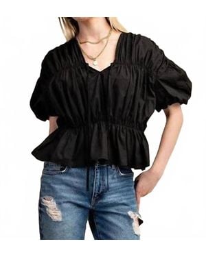 Gigio Anything But Basic Puff Sleeve Top - Black