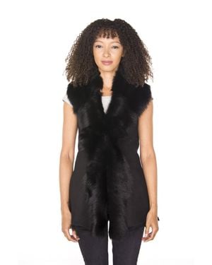 Infinity Leather Toscana Sheepskin Long Gilet-Sorocaba - Black