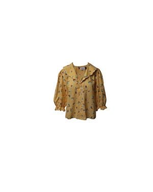 RIXO London Gingham Collared Blouse With Puff Sleeves - Black