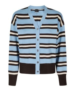 Pinko Light Striped Wool-Cashmere Cardigan - Blue