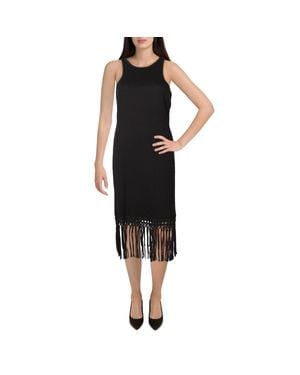 French Connection Solle Fringe Midi Bodycon Dress - Black